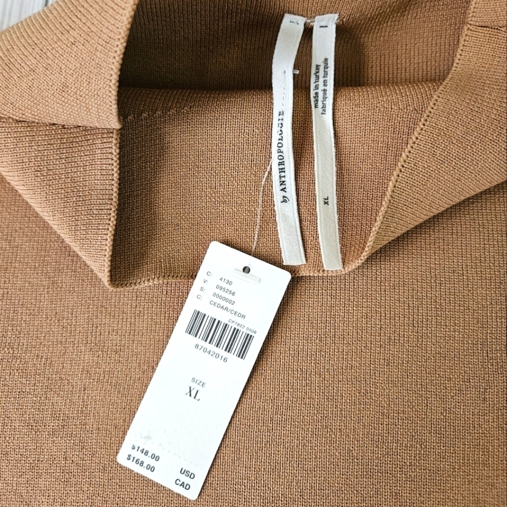 Anthropologie Mock Neck Cap Sleeve Mini Dress Cedar XL - Picture 15 of 16